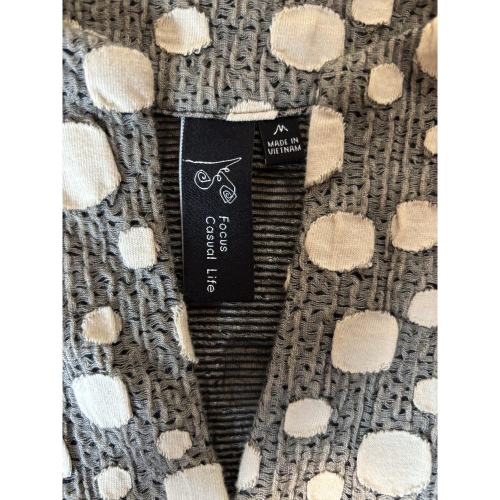 FOCUS Sz M Gray Wheat Funky Polka-Dot‎ Art-to-Wear Hi-Low Jacket Woven - Picture 5 of 7
